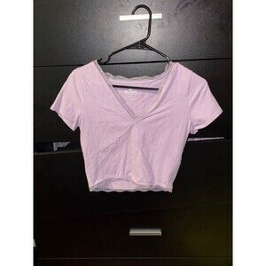 Hollister Purple with Lace Trim Cropped Top